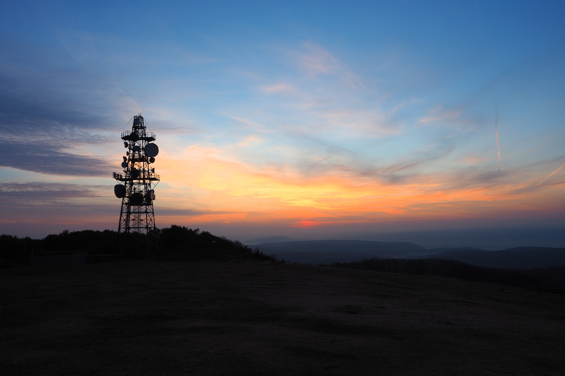 Telecommunications Tower in front of sunset